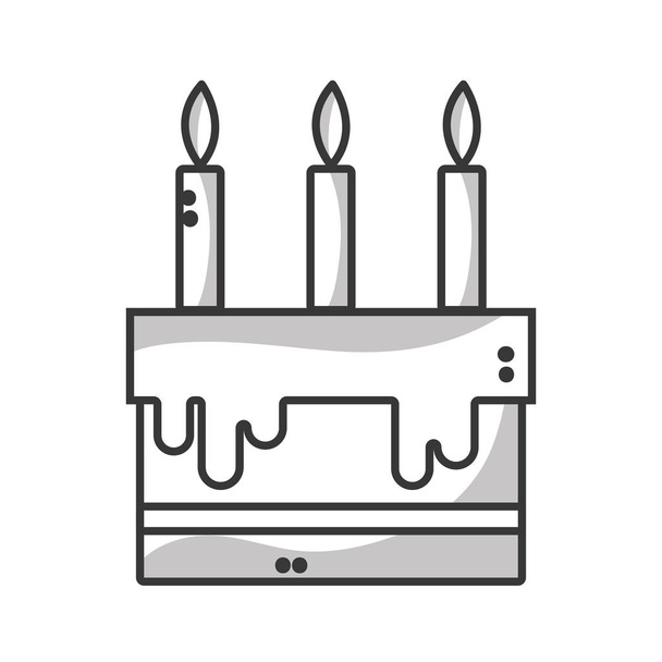 Linia smaczne ciasto z świeca do strony celebracja ilustracja wektorowa - Wektor, obraz