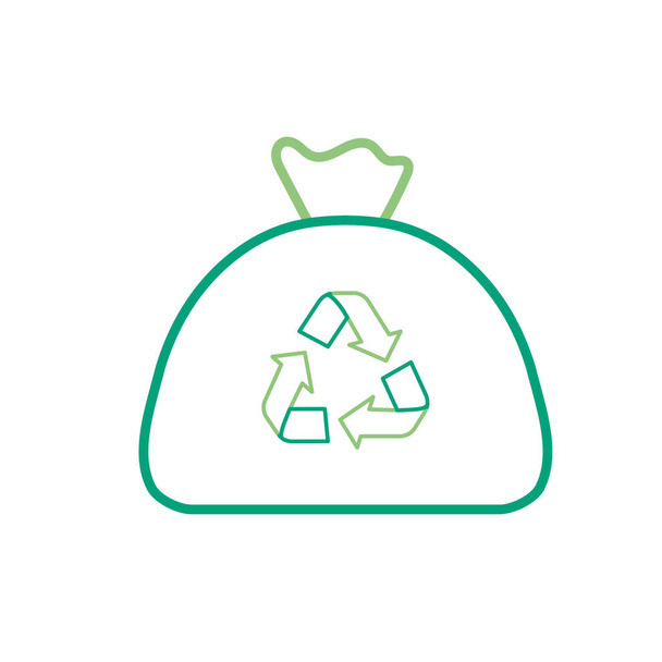 lijn tas recycle aan milieu zorg vectorillustratie - Vector, afbeelding