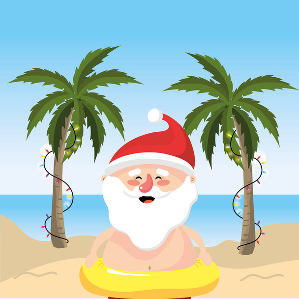 summer holiday vacation with santa claus vector illustration - Вектор, зображення
