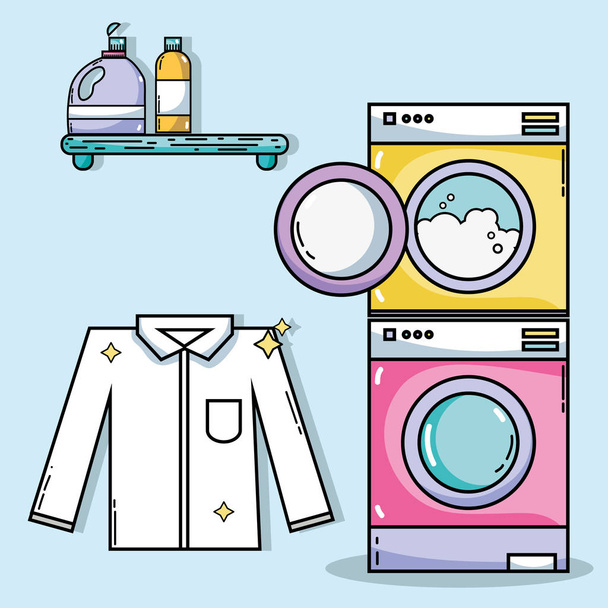 пральне обладнання для чищення одягу та домашніх завдань Векторні ілюстрації
 - Вектор, зображення