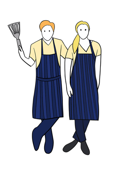 szabadkézi rajz főzés pár - Vektor, kép