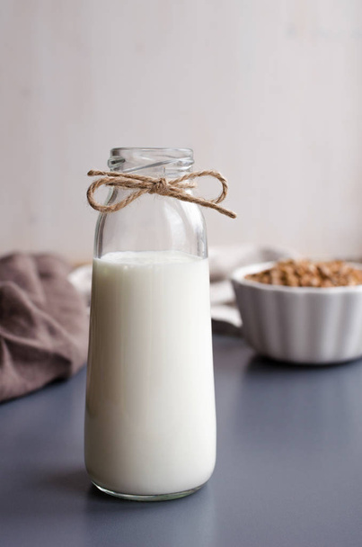 homemade drinking yoghurt and muesli breakfast - Valokuva, kuva