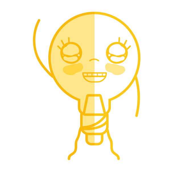 silueta kawaii roztomilý šťastný žárovka energie s náručí vektorové ilustrace - Vektor, obrázek