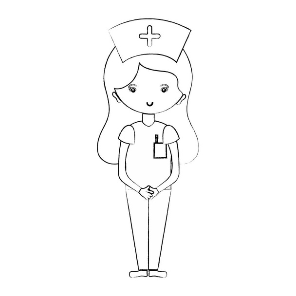 linea professionale infermiera con cappello nella testa vettoriale illustrazione
 - Vettoriali, immagini