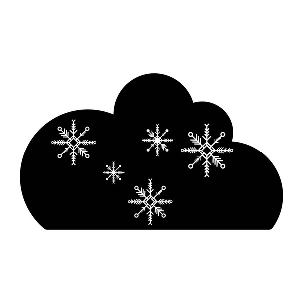 Contour wolk met sneeuw koud weer vectorillustratie - Vector, afbeelding