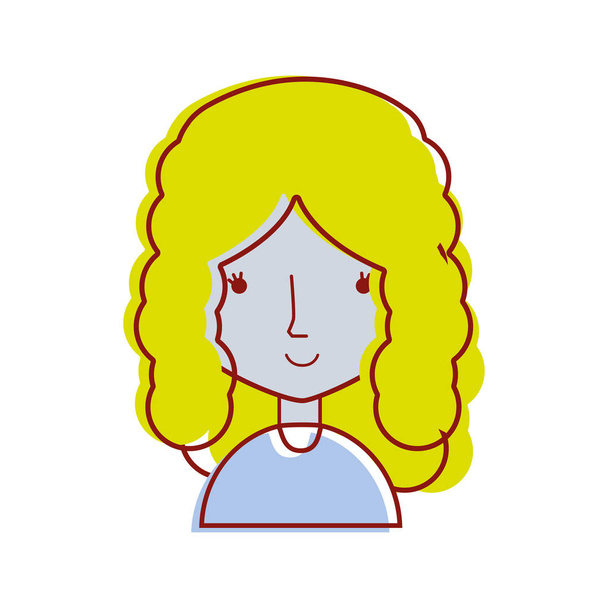 avatar caricature young beautiful woman, vector illustration - Vector, Image
