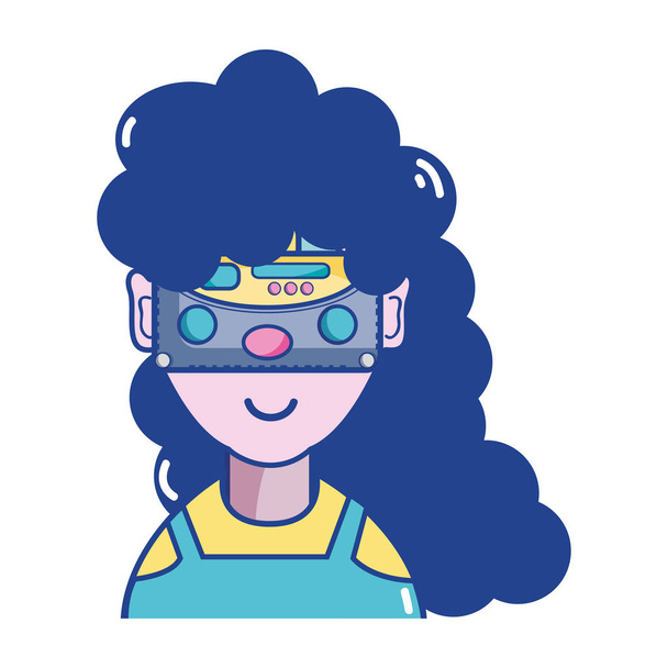 3 d 眼鏡仮想体験ゲームと女性ベクトル イラスト - ベクター画像
