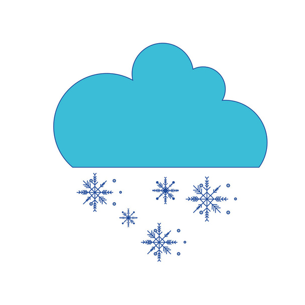 cute cloud with snow and cold weather vector illustration - Vector, Image