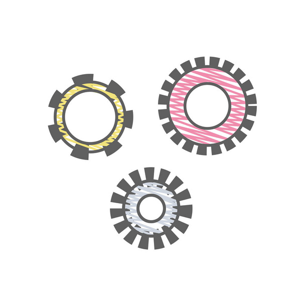 color industry gears engineering process, vector illustration - Vector, afbeelding