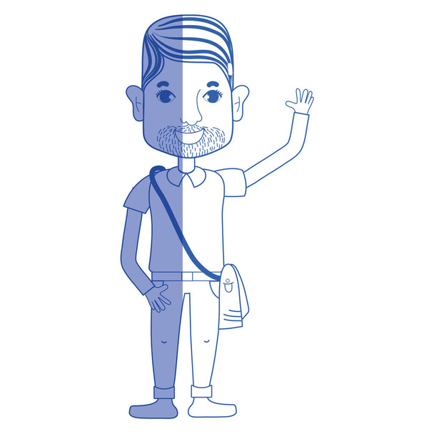 силуэт человека с бородой и прической векторной иллюстрацией
 - Вектор,изображение