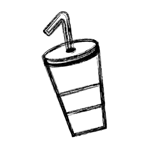 contour delicious refreshing soda beverage, vector illustration design - Vector, Image
