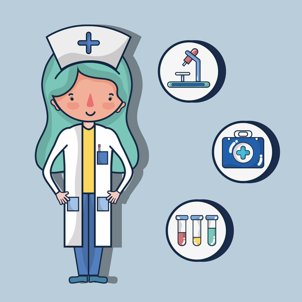 Krankenschwester mit Verbandskasten-Vektor-Illustration - Vektor, Bild