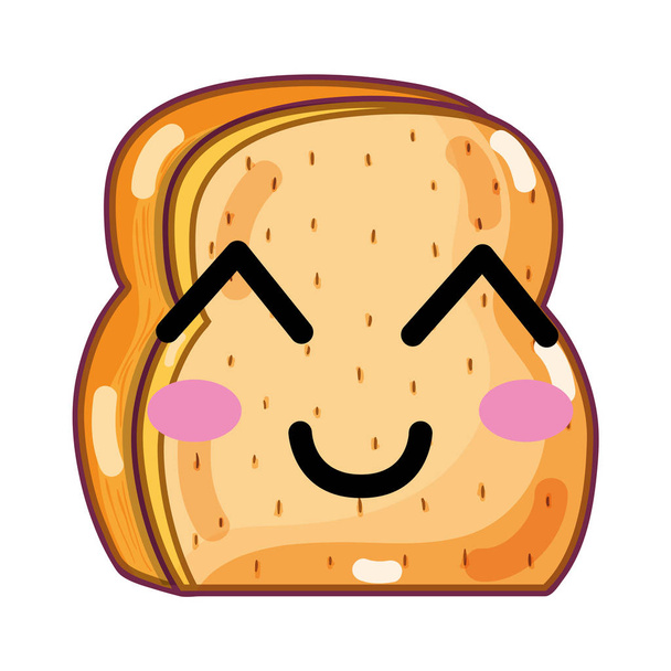kawaii lindo pan picado feliz, vector ilustración diseño
 - Vector, imagen