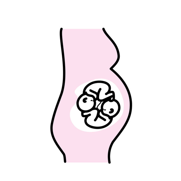 femme enceinte avec de beaux jumeaux bébés illustration vectorielle
 - Vecteur, image