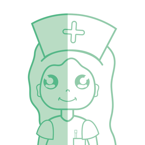 Kawaii infermiera professionista con cappello nella testa vettoriale illustrazione
 - Vettoriali, immagini