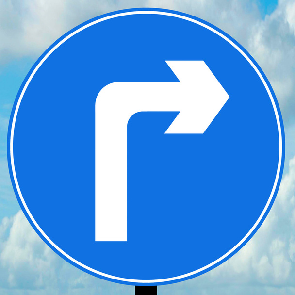 Turn right ahead traffic sign - Photo, Image