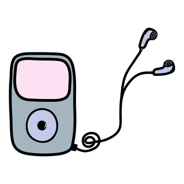 mp3-Player mit Kopfhörer zum Musikhören, Vektorillustration - Vektor, Bild