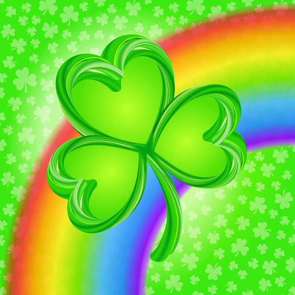 Lucky clover. St Patricks Day shamrock vector illustration. Three-leaf clover icon. - Vector, Image
