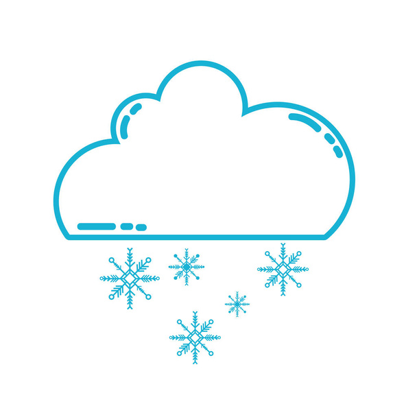 γραμμή χαριτωμένο σύννεφο με χιόνι και το κρύο καιρός εικονογράφηση διάνυσμα - Διάνυσμα, εικόνα