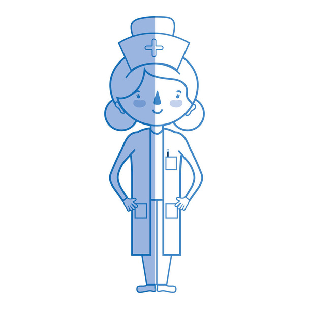 silhouette infirmière professionnelle avec chapeau dans l'illustration vectorielle tête
 - Vecteur, image