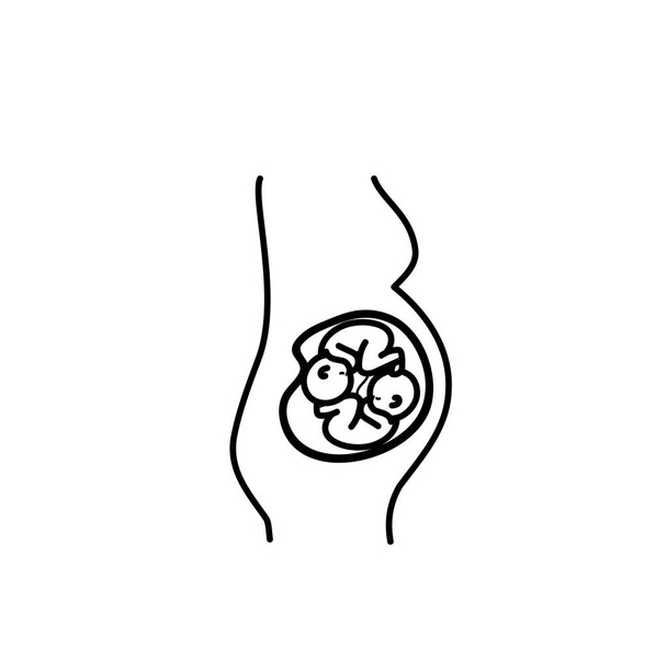 лінія жінка вагітна з гарними близнюками малюки Векторні ілюстрації
 - Вектор, зображення