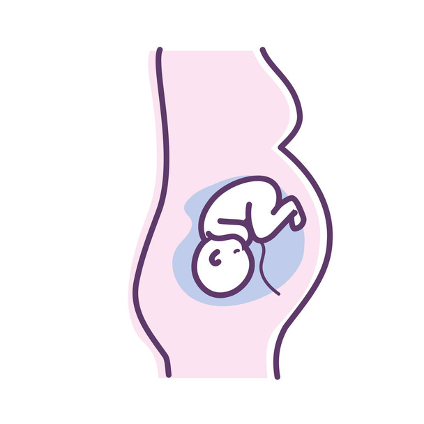 várandós nő, és a baba köldökzsinór vektoros illusztráció - Vektor, kép