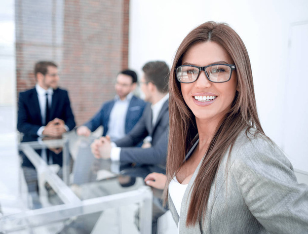 successful business woman sitting at a table in the meeting room - Photo, Image
