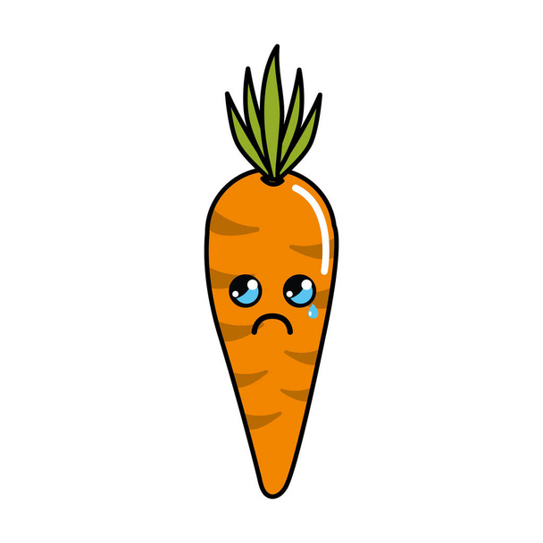 kawaii cute cry carrot vegetable, vector illustration - Vektor, kép