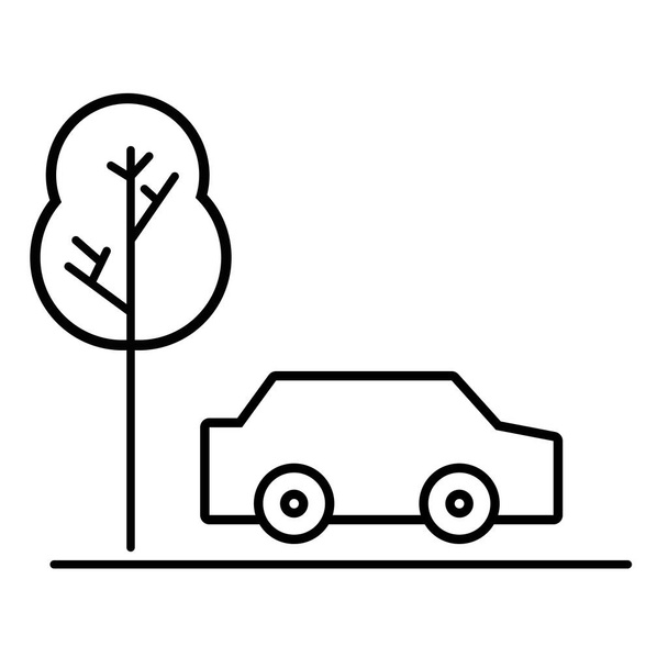 линия транспортировки автомобиля по дороге с помощью векторной иллюстрации деревьев
 - Вектор,изображение