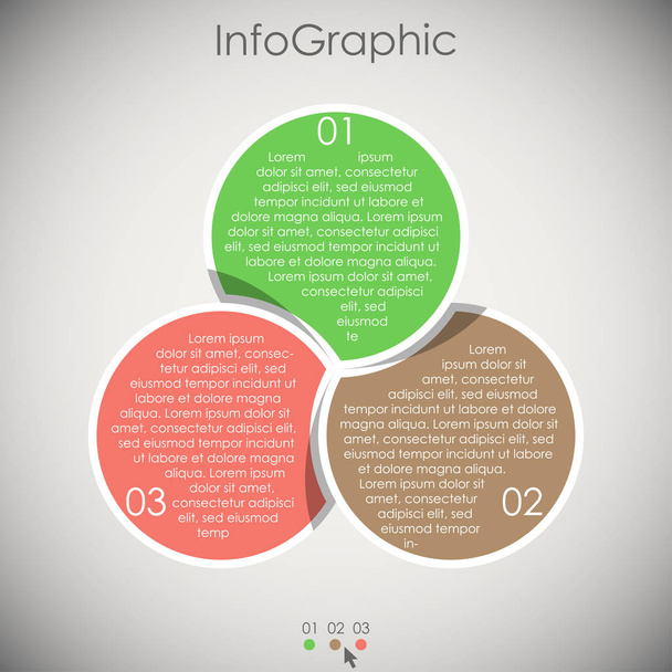 Farbige Vorlage der Geschäftsinformationsgrafik mit verschiedenen Optionen, die den Teamarbeitsprozess zeigen - Vektor, Bild