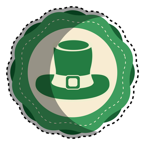 Zielona naklejka kapelusz akcesoriów st patrick, projektowania ilustracja wektorowa - Wektor, obraz