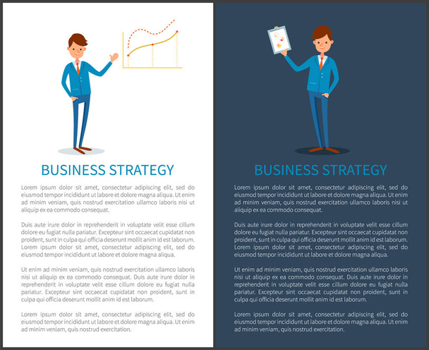 Business Strategy, Businessmen with Papers Data - Vector, Imagen