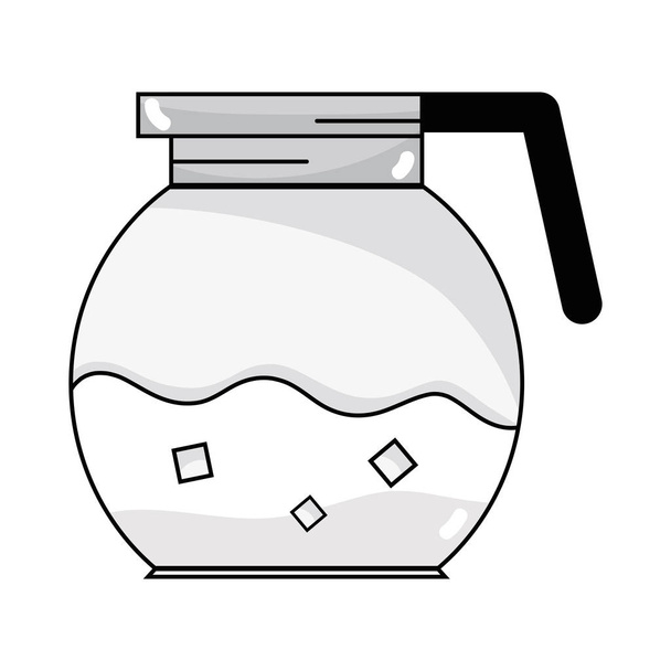 line delicious coffee in the crystal jar espresso vector illustration - Vektör, Görsel
