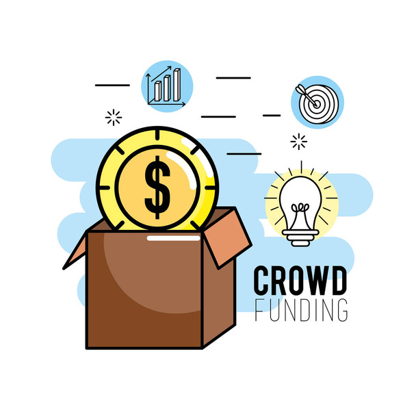 illustrazione vettoriale di crowdfunding progetto supporto affari Servizio - Vettoriali, immagini