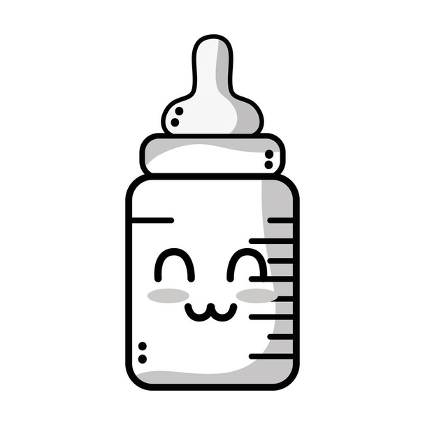 line kawaii cute tender feeding bottle vector illustration - Vector, Image