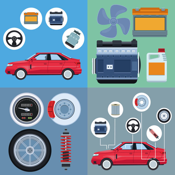 Car factory and parts - Vector, Image