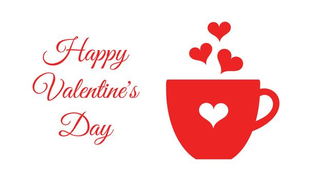 Walentynki czerwony kawy lub czekolady kart cup. Wektor ilustracja karta - Wektor, obraz