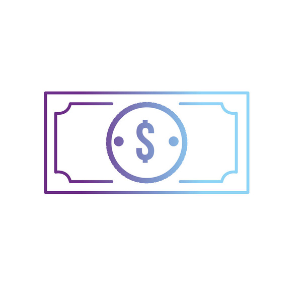 Linia bill Dolar cas pieniądze waluta wektor ilustracja - Wektor, obraz
