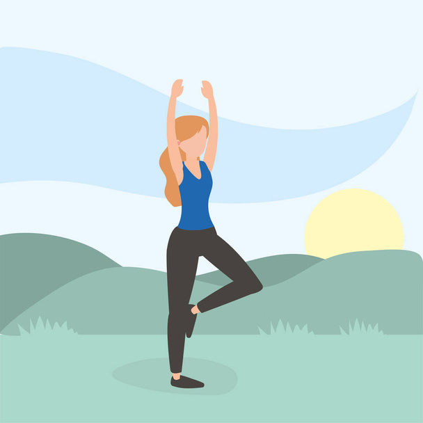 Zdravá žena, školení fitness tělo vektorové ilustrace - Vektor, obrázek