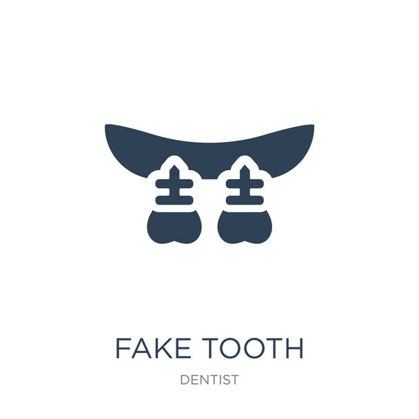 falso vector icono del diente en el fondo blanco, falso diente iconos llenos de moda de la colección dentista
 - Vector, Imagen