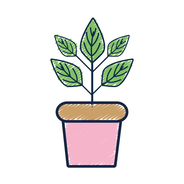 plant inside flowerpot to ecology preservation vector illustration - Vector, Image