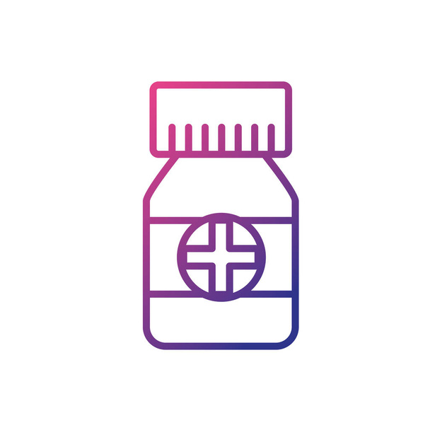 línea botella píldoras para tratamiento médico prescripción vector ilustración
 - Vector, Imagen
