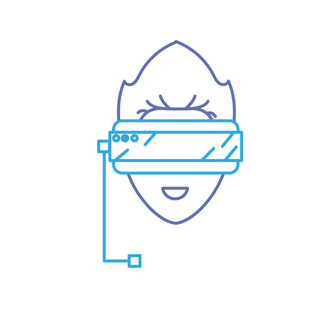 Linie Jungengesicht mit 3D-Brille zur Dimension Erfahrung Vektor Illustration - Vektor, Bild