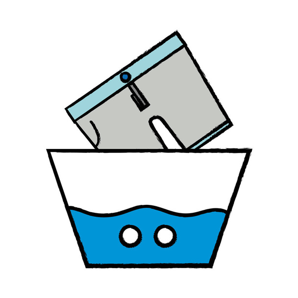 calções limpos embebidos em balde com ilustração vetorial de água
 - Vetor, Imagem