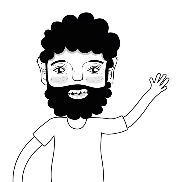 Konturenmann mit Bart und lässiger Kleidung, Vektor-Illustration - Vektor, Bild