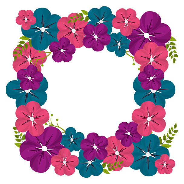 square border flowers decoration, vector illustration design - Vettoriali, immagini