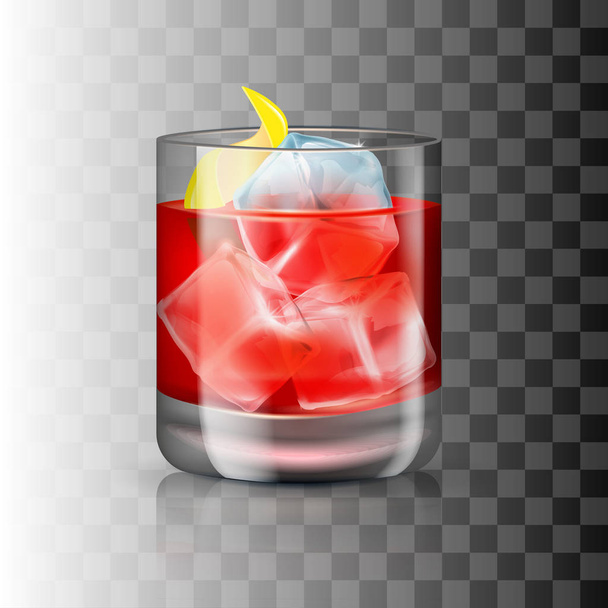 Az átlátszó háttér a régimódi koktél pohár. Vektoros illusztráció alkoholtartalmú ital.. - Vektor, kép