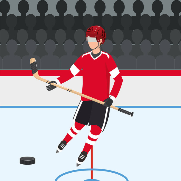 Hockeyspieler mit einheitlichen und professionellen Ausrüstungsvektoren - Vektor, Bild