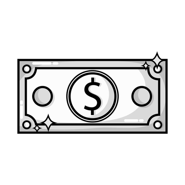illustration vectorielle de l'argent comptant en dollars de billets en niveaux de gris pour l'économie commerciale
 - Vecteur, image