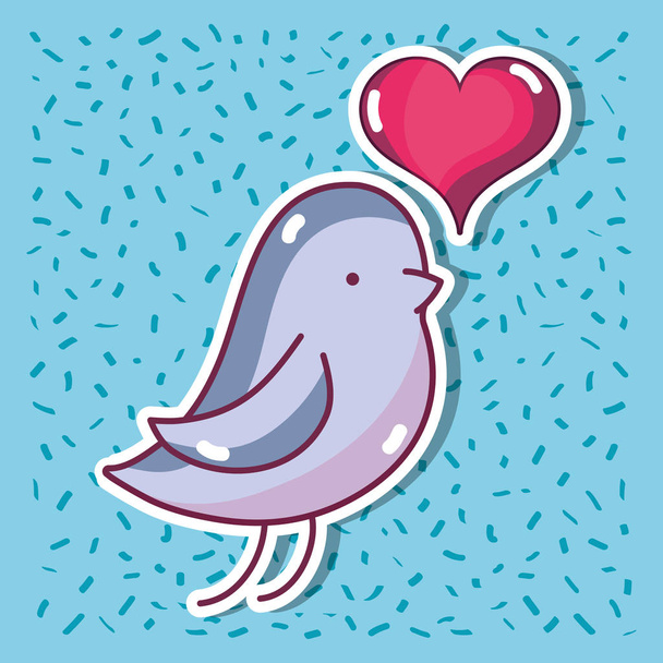 bird dove lover with heart design vector illustration - Vector, afbeelding